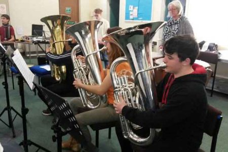 Generic - Brass, Youth and music, Tuba player, brass playing